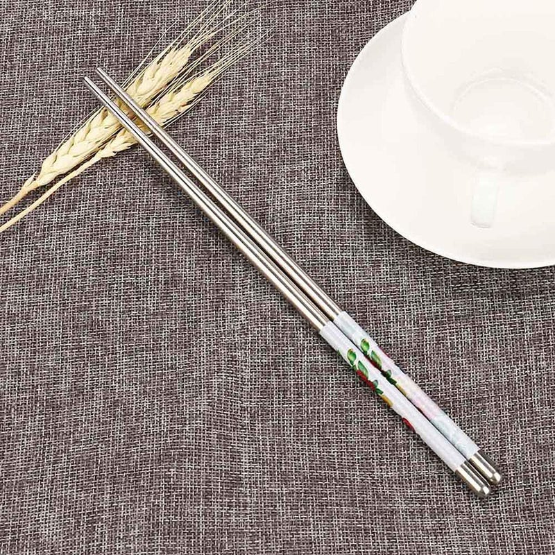 Aimers Chopsticks 5 Pair Reusable Metal Chopstick Round Chop Stick Stainless Steel Non Slip Grip Easy to Use Chopsteak for Noodels Sushi Thai Foods at Dinner for Home Hotels Restaurant 2 Pair Silver - Image 3