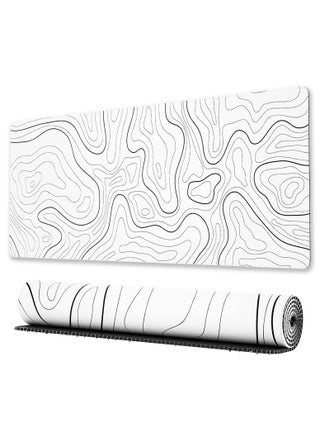 قاعدة ماوس العاب كبيرة مع حواف مخيطة 800 x 300 x 3mm للمكتب بنمط خريطة طبوغرافية بتصميم بسيط مضادة للانزلاق رائعة للكيبورد والماوس، 31.8×11.8 انش، بوليستر مطاطي - pzsku/Z76ED5E656648E49FAFAFZ/45/1742571107/d3bd4fdf-6a3d-4a49-b469-f890676032f6