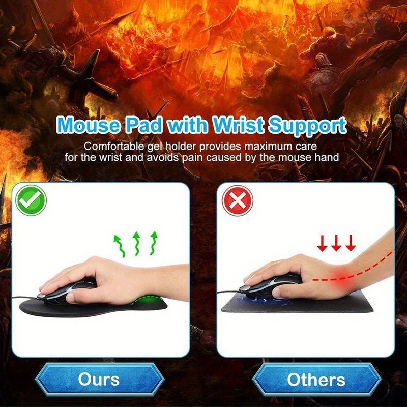 Ergonomic Computer Game Mouse Pad With Wrist Rest Soft Comfortable Wreath Letter Series Mousepad For Office Accessories Style P - Image 3