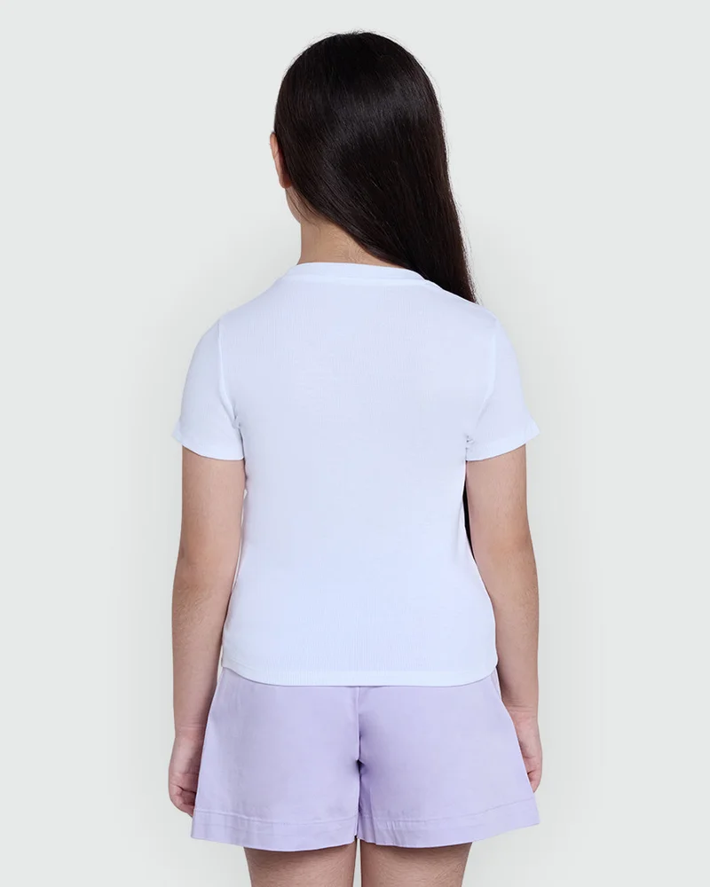 Ovs Ribbed Tee For Girls Lucent White
