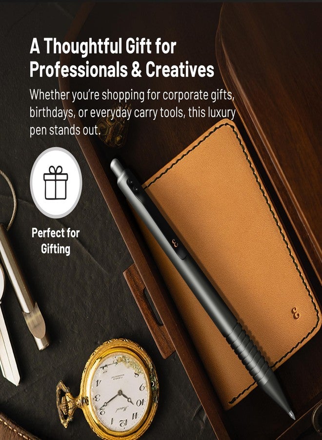 Everyman Gunmetal Grafton Full Click Refillable 0.7mm Gel Ink Pen | Sleek Anodized Aluminum EDC Pen with Deep Grooved Grip | Smooth Writing Pocket Pen for Office, Travel, Gifting & Daily Use - Image 5