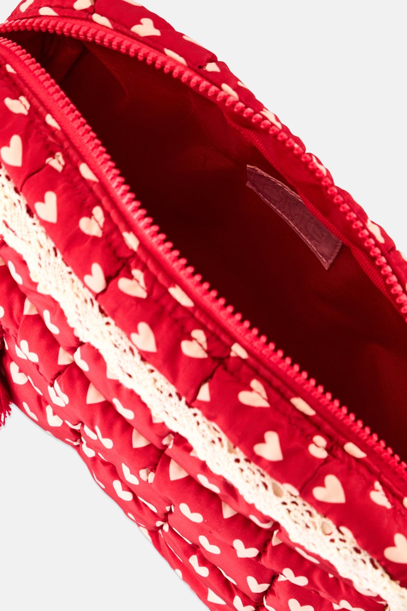 Miss Gwen's OMG Kids Girl Heart Quilted Makeup Pouch, Red - Image 3