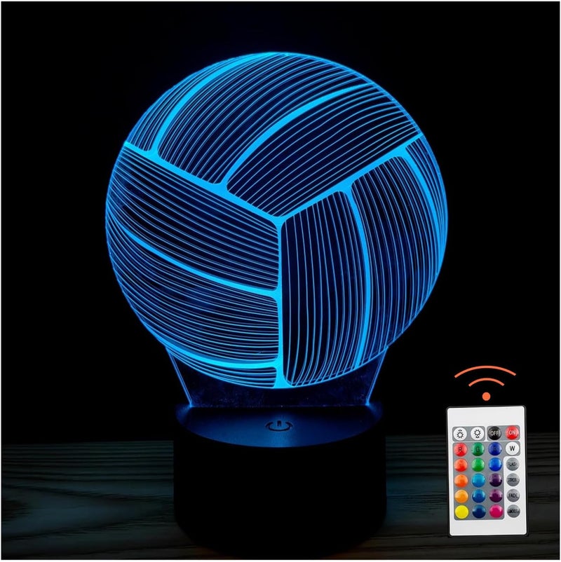 Al Raied ARS® 3D Optical Illusion Volleyball Night Light with Remote Control - 16 Colors - Image 1