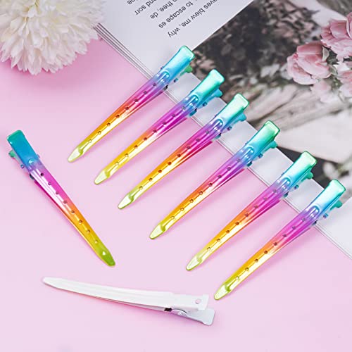 Bantoye 24 Packs Duck Bill Clips, Bantoye 3.35 Inches Rustproof Metal Alligator Curl Clips with Holes for Hair Styling, Hair Coloring, Gradient Rainbow - Image 5