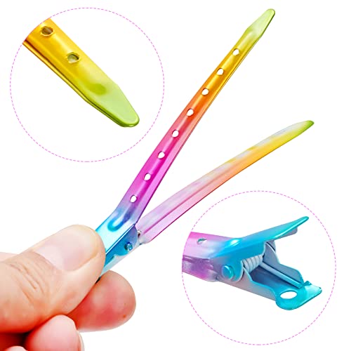 Bantoye 24 Packs Duck Bill Clips, Bantoye 3.35 Inches Rustproof Metal Alligator Curl Clips with Holes for Hair Styling, Hair Coloring, Gradient Rainbow - Image 3