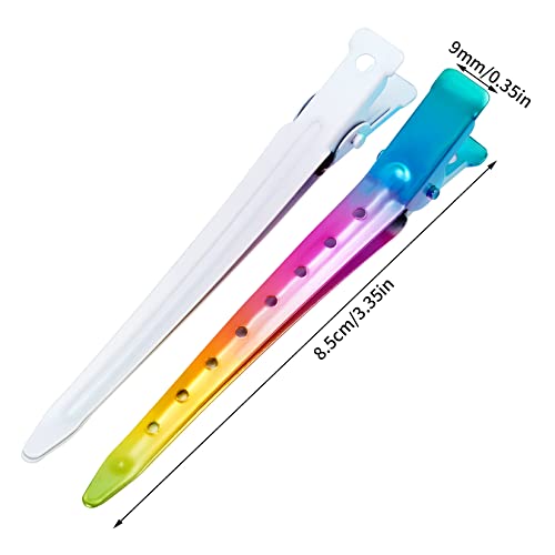 Bantoye 24 Packs Duck Bill Clips, Bantoye 3.35 Inches Rustproof Metal Alligator Curl Clips with Holes for Hair Styling, Hair Coloring, Gradient Rainbow - Image 2