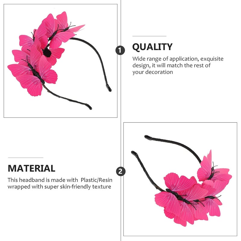 cheekyglo Butterflies Headband Butterfly Fascinator Hat Derby Headband Halloween Costume Bohemian Wedding Headpiece Rosy - Image 5