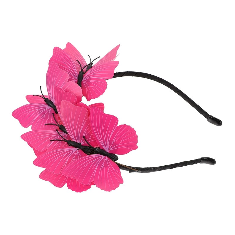 cheekyglo Butterflies Headband Butterfly Fascinator Hat Derby Headband Halloween Costume Bohemian Wedding Headpiece Rosy - Image 1