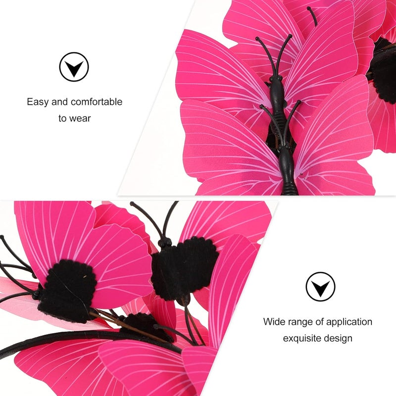 cheekyglo Butterflies Headband Butterfly Fascinator Hat Derby Headband Halloween Costume Bohemian Wedding Headpiece Rosy - Image 3