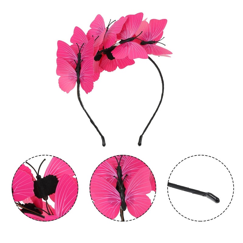 cheekyglo Butterflies Headband Butterfly Fascinator Hat Derby Headband Halloween Costume Bohemian Wedding Headpiece Rosy - Image 2