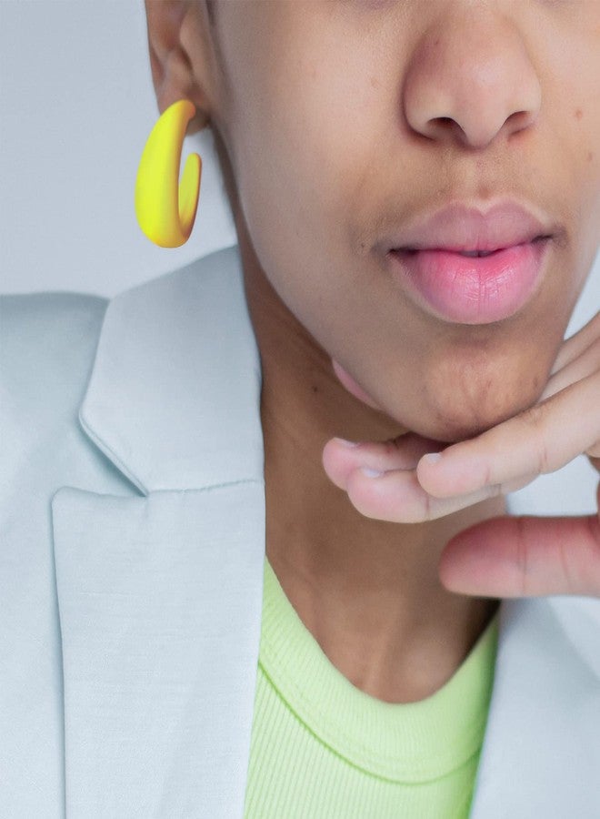 MTLEE 12 Pairs 80s 90s Neon Earrings 1.57 Inch Acrylic Matte Colorful Hoop Earrings for 80s Outfit Glow Party Accessories(Stylish Style,Rainbow Color) - Image 5