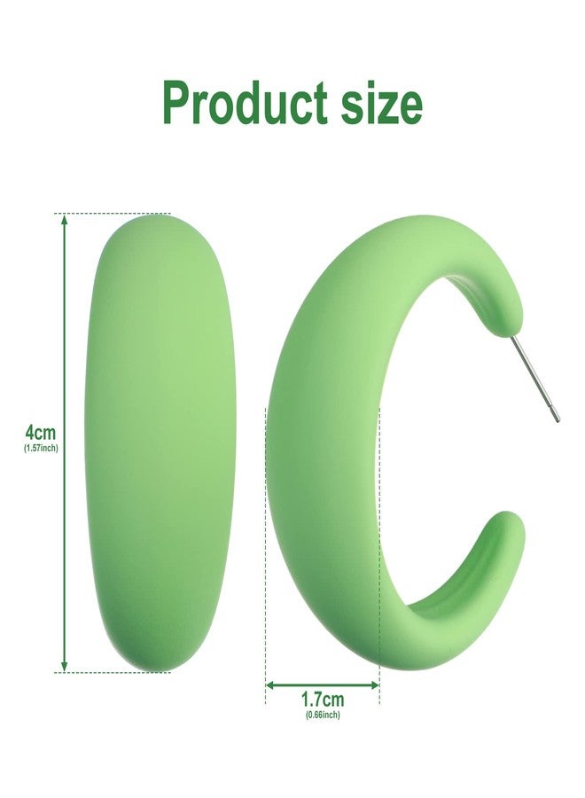 MTLEE 12 Pairs 80s 90s Neon Earrings 1.57 Inch Acrylic Matte Colorful Hoop Earrings for 80s Outfit Glow Party Accessories(Stylish Style,Rainbow Color) - Image 2