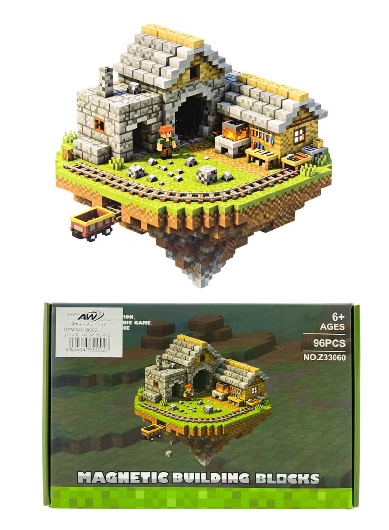 96-piece magnetic Minecraft building blocks set, a creative construction toy for a world full of adventure and building, perfect gifts for boys and girls, high quality. - Image 1