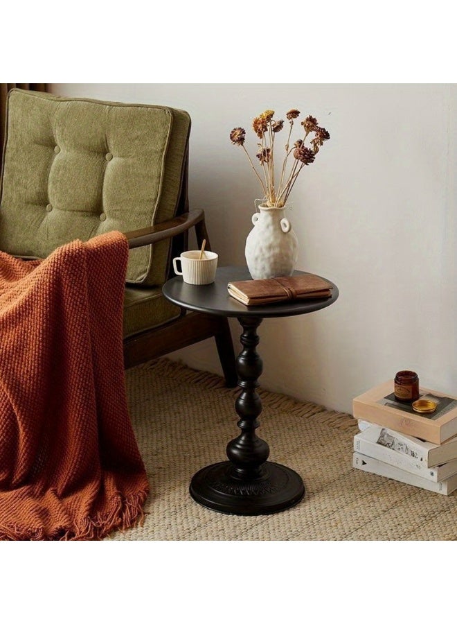 HXDream Black Nordic Sofa Side Cabinet Living Room Home Small Coffee Table Modern Minimalist Corner, Metal Iron Outdoor Round Table Weather Resistant Anti-Rust Outdoor End Table 52X40X40 cm - Image 1