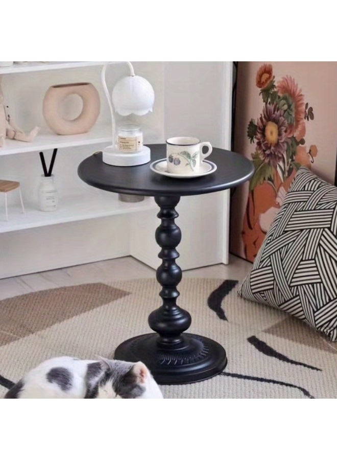 HXDream Black Nordic Sofa Side Cabinet Living Room Home Small Coffee Table Modern Minimalist Corner, Metal Iron Outdoor Round Table Weather Resistant Anti-Rust Outdoor End Table 52X40X40 cm - Image 2