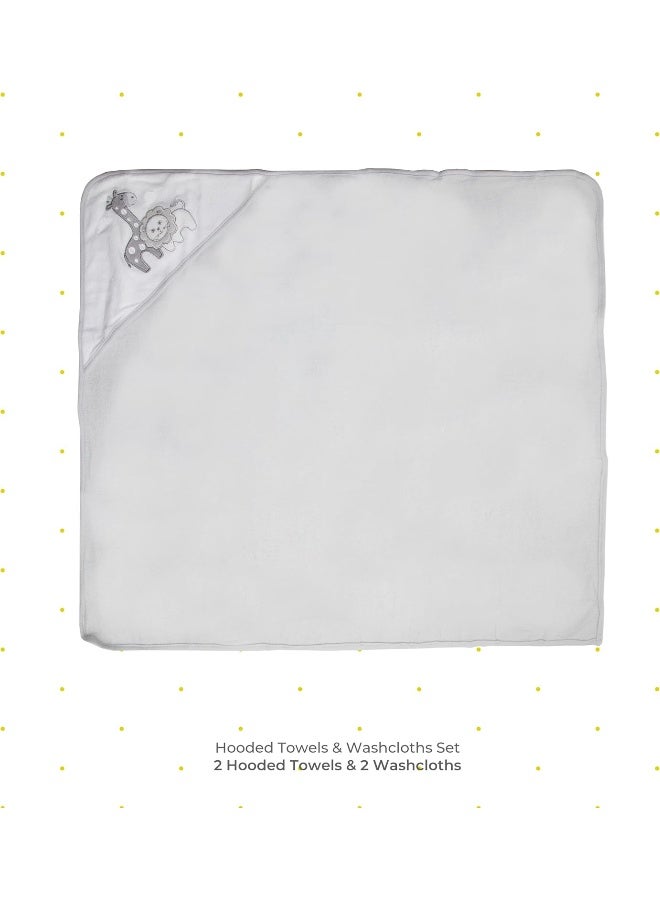 Spasilk Baby 3 Pack Soft Terry Hooded Towel Set for Newborn Boys and Girls Gray Lion One Size - Image 3