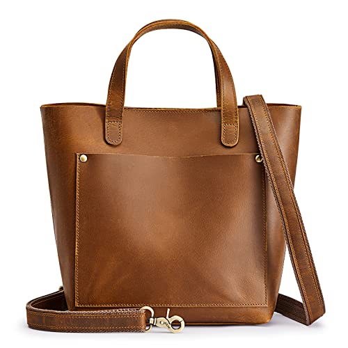 S-ZONE Leather Mini Crossbody Tote Bag Satchel Top-Handle Handbags Shoulder Purses with Inner Pouch - Image 1