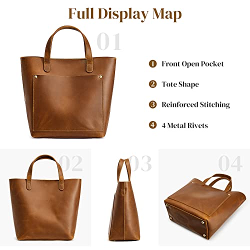 S-ZONE Leather Mini Crossbody Tote Bag Satchel Top-Handle Handbags Shoulder Purses with Inner Pouch - Image 5