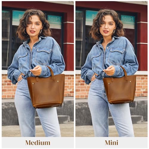 S-ZONE Leather Mini Crossbody Tote Bag Satchel Top-Handle Handbags Shoulder Purses with Inner Pouch - Image 2