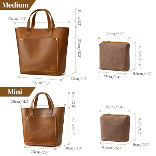 S-ZONE Leather Mini Crossbody Tote Bag Satchel Top-Handle Handbags Shoulder Purses with Inner Pouch - Image 3