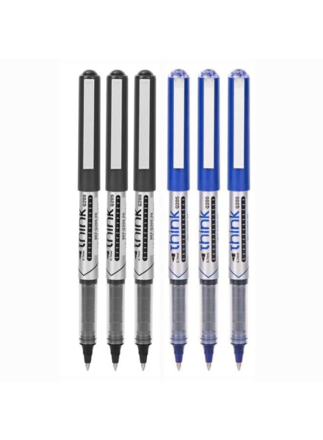 Deli Rollerball Pen Set Q20530 – 0.7 mm – 6 pcs (3 Blue, 3 Black)
