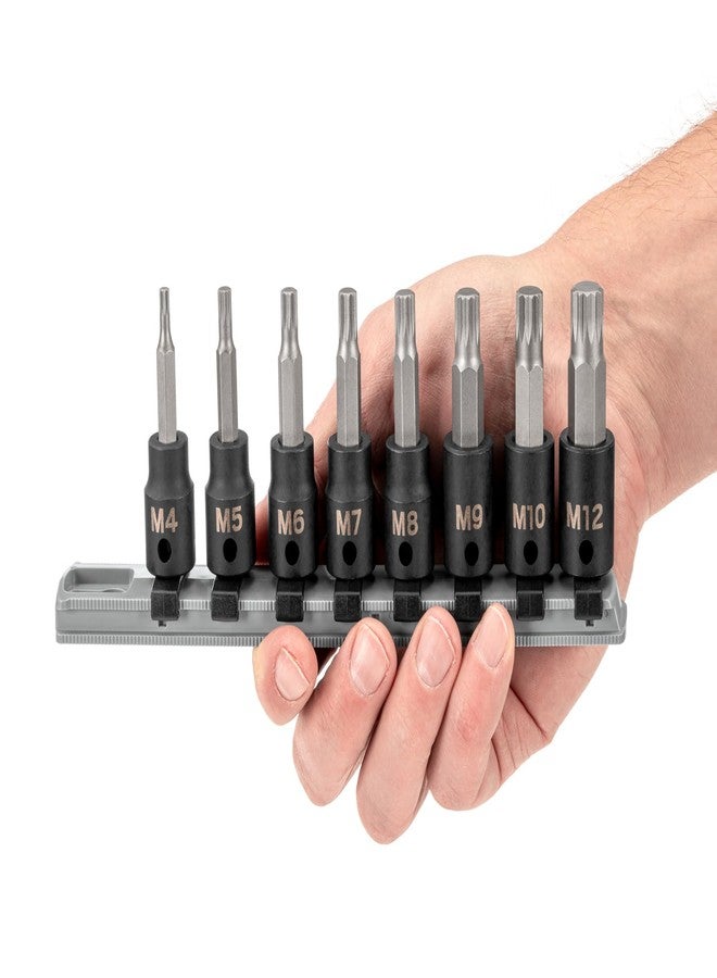 TEKTON 3/8 Inch Drive Triple Square Impact Bit Socket Set with Rail, 8-Piece (M4-M12) | SIB91104 - Image 3