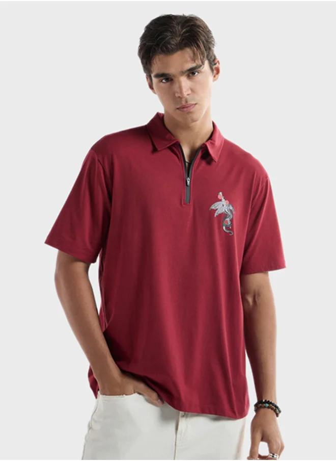 فاف Logo Detailed Short Sleeve Polo Shirt