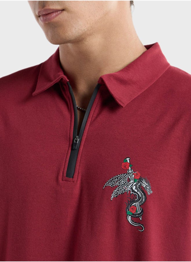 FAV Logo Detailed Short Sleeve Polo Shirt  - Image 3