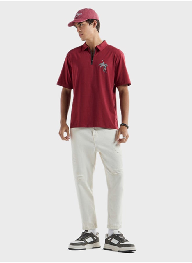 FAV Logo Detailed Short Sleeve Polo Shirt  - Image 4