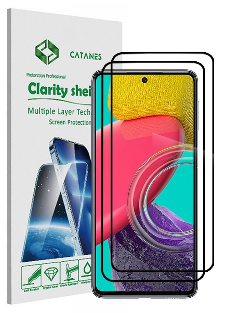 CATANES 2 Pack For Samsung Galaxy M53 Screen Protector Tempered Glass Full Glue Back - Image 1