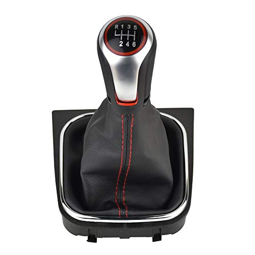 Malcayang 6 Speed Gear Shift Knobs Boot Cover Leather 6Speed Shift knob Assembly with Frame and Gaiter for Golf MK5 MK6 MK7 Scirroco Eos 20032014 - Image 1