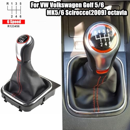 Malcayang 6 Speed Gear Shift Knobs Boot Cover Leather 6Speed Shift knob Assembly with Frame and Gaiter for Golf MK5 MK6 MK7 Scirroco Eos 20032014 - Image 3