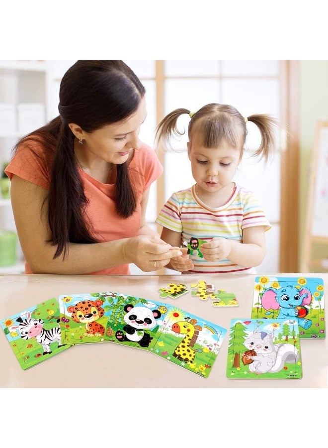 IBAMA IBAMA 6PCS of Environmental Protection Wooden Frame Jigsaw for Kids with Base Map Wooden Early Education Puzzle Toy Animal Puzzle  - Image 5