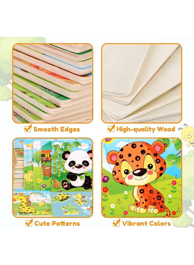 IBAMA IBAMA 6PCS of Environmental Protection Wooden Frame Jigsaw for Kids with Base Map Wooden Early Education Puzzle Toy Animal Puzzle  - Image 3