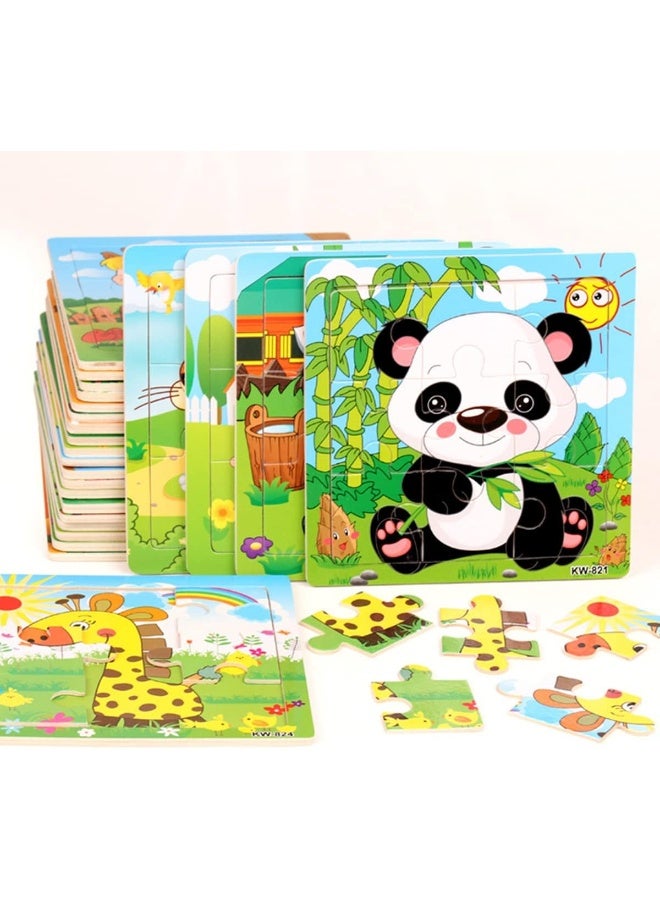 IBAMA IBAMA 6PCS of Environmental Protection Wooden Frame Jigsaw for Kids with Base Map Wooden Early Education Puzzle Toy Animal Puzzle  - Image 2