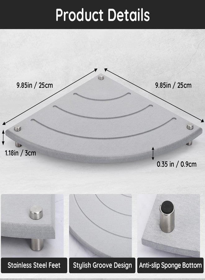 سيج بيوتي رف زاوية من سيجبيوتي، حصيرة تجفيف حجرية ماصة للماء مقاس 9.85 بوصة لسطح المطبخ، صينية حجرية سريعة التجفيف وحامل إسفنجة أطباق، منظم زاوية سريع الجفاف من الدياتوميت لسطح الحمام - Image 4