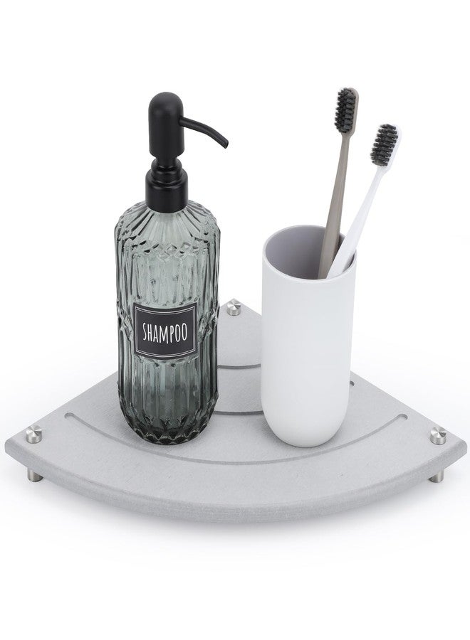 سيج بيوتي رف زاوية من سيجبيوتي، حصيرة تجفيف حجرية ماصة للماء مقاس 9.85 بوصة لسطح المطبخ، صينية حجرية سريعة التجفيف وحامل إسفنجة أطباق، منظم زاوية سريع الجفاف من الدياتوميت لسطح الحمام - Image 1