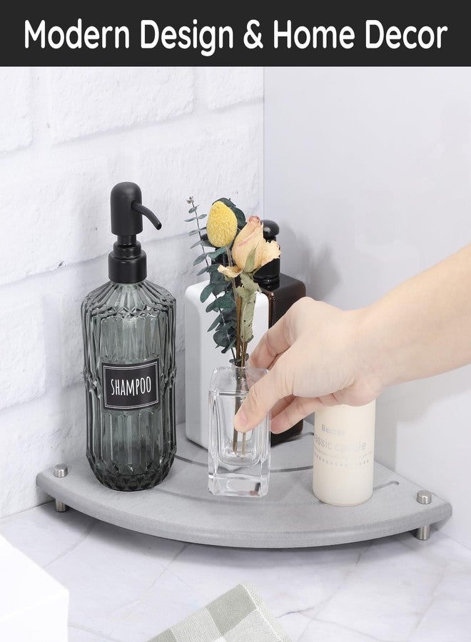 سيج بيوتي رف زاوية من سيجبيوتي، حصيرة تجفيف حجرية ماصة للماء مقاس 9.85 بوصة لسطح المطبخ، صينية حجرية سريعة التجفيف وحامل إسفنجة أطباق، منظم زاوية سريع الجفاف من الدياتوميت لسطح الحمام - Image 2