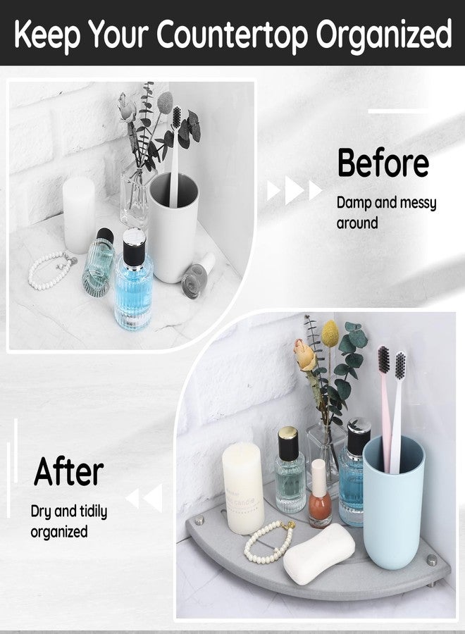 سيج بيوتي رف زاوية من سيجبيوتي، حصيرة تجفيف حجرية ماصة للماء مقاس 9.85 بوصة لسطح المطبخ، صينية حجرية سريعة التجفيف وحامل إسفنجة أطباق، منظم زاوية سريع الجفاف من الدياتوميت لسطح الحمام - Image 5