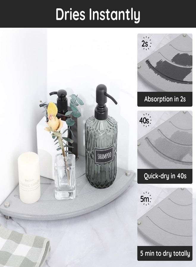 سيج بيوتي رف زاوية من سيجبيوتي، حصيرة تجفيف حجرية ماصة للماء مقاس 9.85 بوصة لسطح المطبخ، صينية حجرية سريعة التجفيف وحامل إسفنجة أطباق، منظم زاوية سريع الجفاف من الدياتوميت لسطح الحمام - Image 3