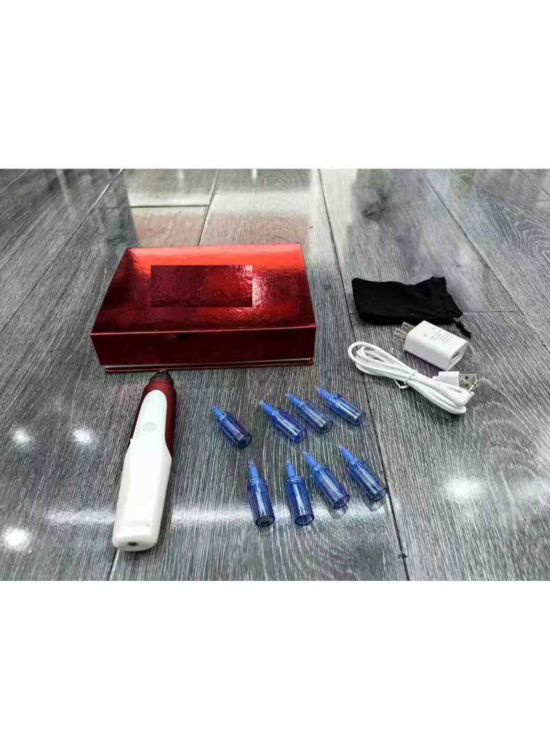 The Derma Pen is equipped with multiple heads to treat skin problems, stimulate collagen, and improve skin appearance. - Image 1