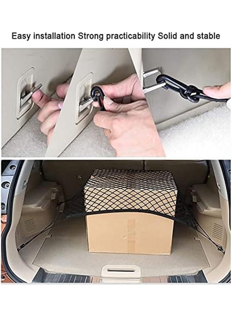 Rubik Car Trunk Net with 4 Hooks 70x70cm, Flexible Nylon Rear Cargo Storage Organizer Mesh Net for Nissan Patrol Armada Pathfinder Kicks Juke Murano Rogue Xterra (1 Pack)  - Image 4