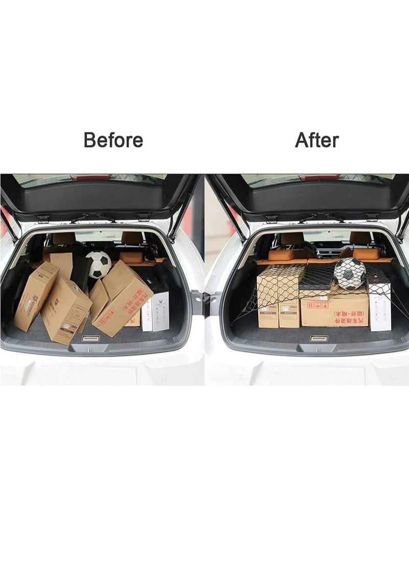 Rubik Car Trunk Net with 4 Hooks 70x70cm, Flexible Nylon Rear Cargo Storage Organizer Mesh Net for Nissan Patrol Armada Pathfinder Kicks Juke Murano Rogue Xterra (1 Pack)  - Image 5
