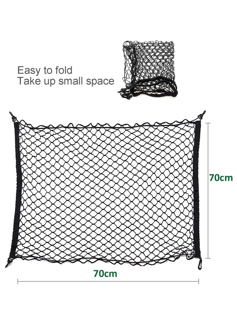 Rubik Car Trunk Net with 4 Hooks 70x70cm, Flexible Nylon Rear Cargo Storage Organizer Mesh Net for Nissan Patrol Armada Pathfinder Kicks Juke Murano Rogue Xterra (1 Pack)  - Image 2