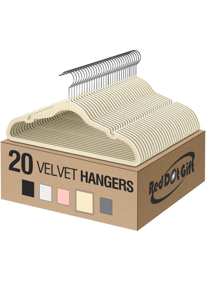 Red Dot Gift Red Dot Gift Pack of 20 Velvet Clothes Hangers 45cm Heavy Duty Durable Coat and Clothes Hangers - Image 1