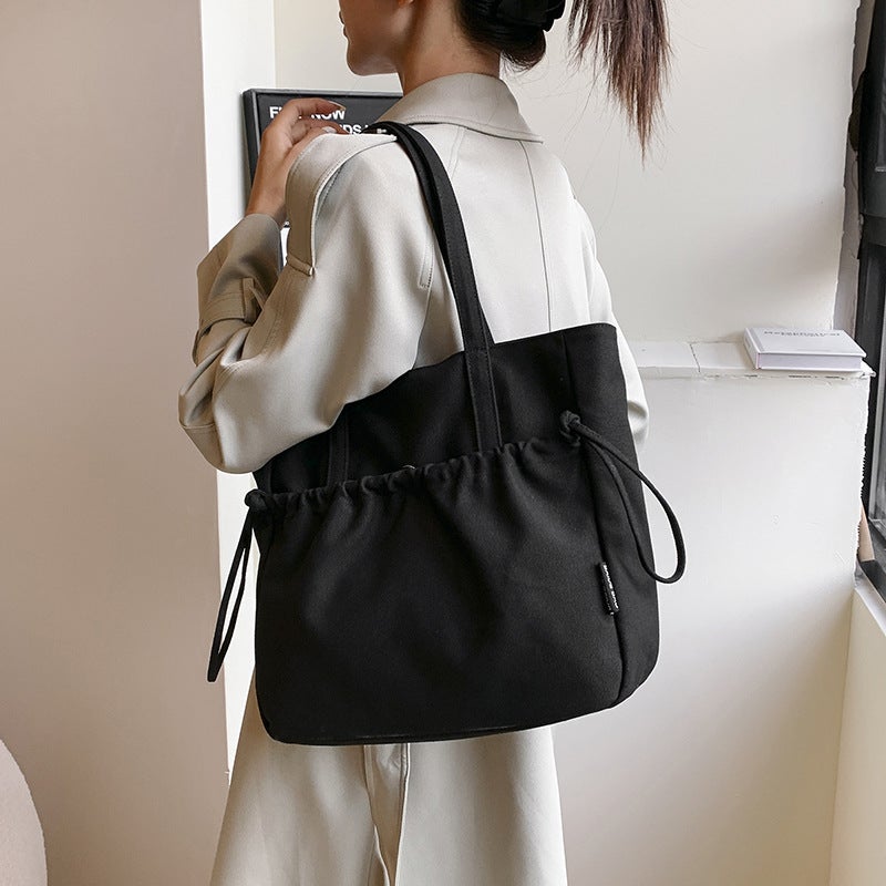 Large Capacity Fashionable Korean Pure Color Casual Bag 2025 Spring New Versatile Ins Shoulder Armpit Bag Tote Bag - Image 4