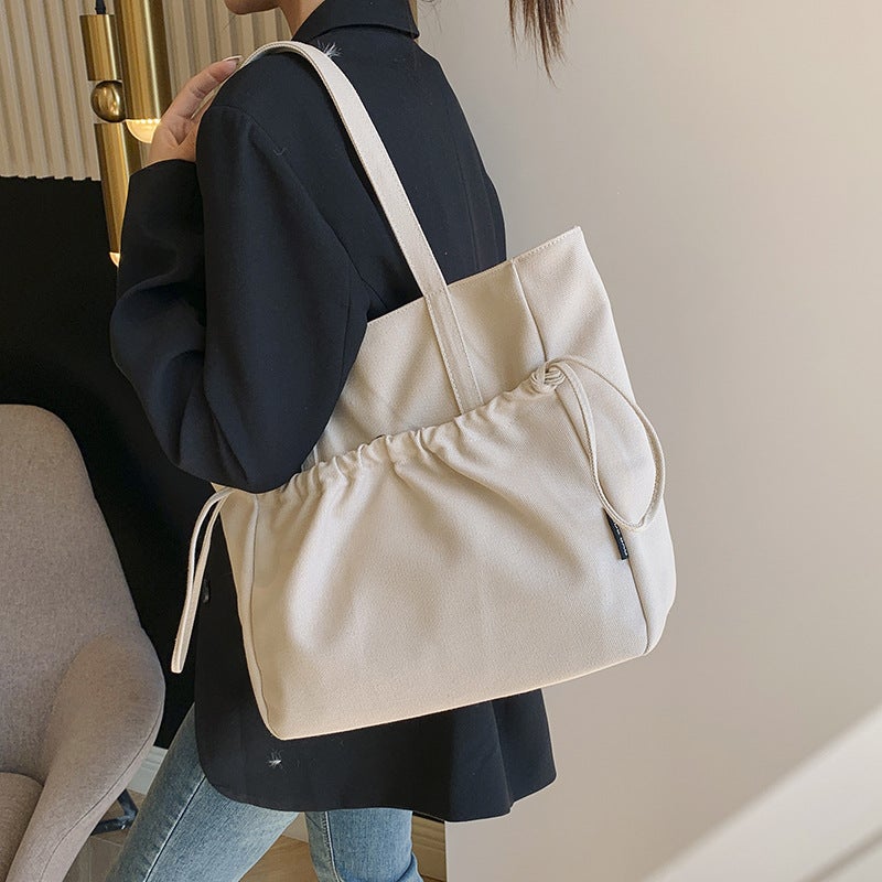Large Capacity Fashionable Korean Pure Color Casual Bag 2025 Spring New Versatile Ins Shoulder Armpit Bag Tote Bag - Image 3