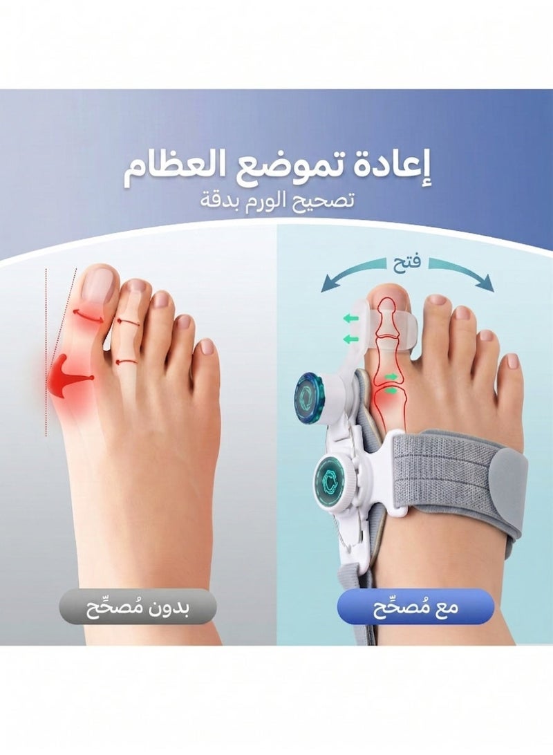 جهاز تصحيح نتوء الإبهام للرجال والنساء، مناسب لجميع الأحجام للقدم اليسرى واليمنى، قابل للتنفس وغير قابل للانزلاق، يخفف الألم، مشبك تصحيح أصابع قابل للتعديل - Image 2