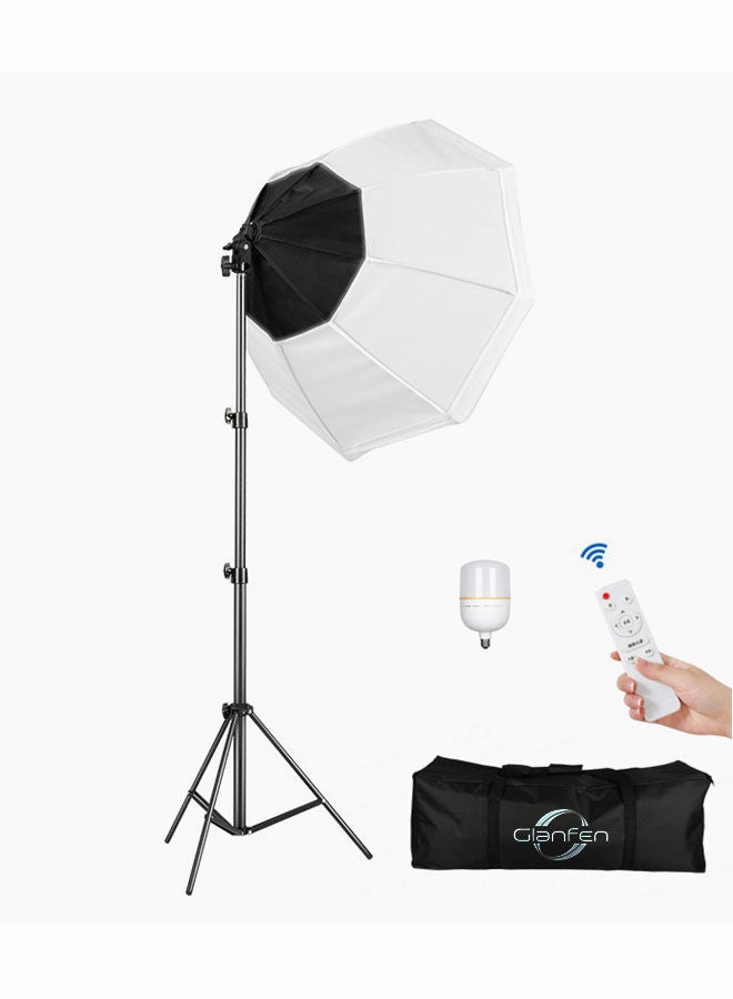 Photography Softbox Lighting Kit with 200W LED 3-Color Bulb Umbrellas Softbox and Carry Bag 