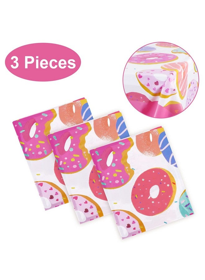 Phogary 3 Pack Donut Theme Tablecovers Disposable Tablecloth Dessert Time Party Supplies Ideal For Girl Birthday Parties Baby Showers Donut Parties - Image 3